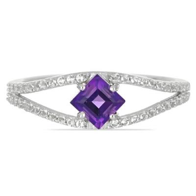 BUY NATURAL AFRICAN AMETHYST GEMSTONE CLASSIC RING IN 925 SILVER